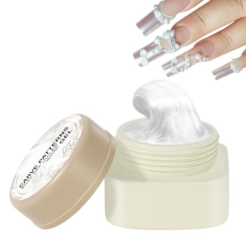 Gel de escultura de uñas 3D, gel de escultura 3D - Gel de uñas sólido 3D sin parar,5G Suministros de manicura blanca seca fácil para moldear tallado