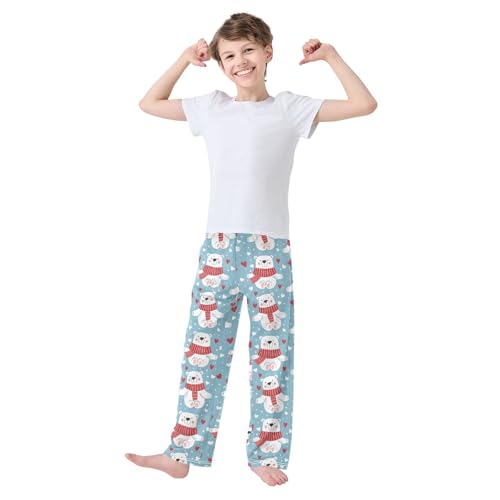 Pajama Pants Polar Bear with Hearts PJ Bottoms Sleepwear Lounge Sleep Pant with Pockets2