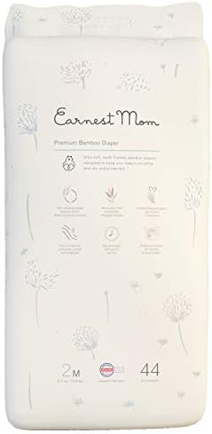 Earnest Mom Premium Bamboo Diapers - Eco-Friendly Disposable Diapers - Keeps Babyโs Sensitive Skin Dry and Protected, Size 2 (13-22 lbs), 44 Count (Medium)