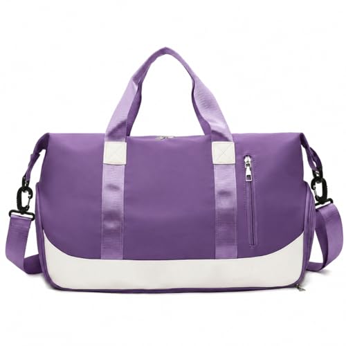 Mala de Mao Compacta de Viagem Feminina Funcional com Alca Transversal Bolsa de Viagem em Nylon Resistente com Bolso para Sapatos Ajustavel Leve e Versatil Ideal e Uso Diario (Roxo)