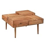 table basse signalisation Composition : Bois d'acacia SIGNES GRIMALT Table Basse en Bois Massif d\'acacia, Design carré Vintage et piètement Originaux, 46 x 80 x 80 cm, Poids 39,5 kg