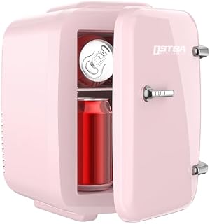 Portable Mini Fridge, 4 Liter /6 Cans Drinks & Skincare Fridge, Small Fridge for Bedroom Car Office Desk, Thermoelectric Cooler and Warmer (Pink)