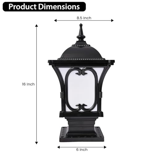 Image of GIGAWATTS Apple Outdoor Gate Light - 101% Rust & Waterproof Die-Casting Aluminium Exterior Pillar Lamp Base Mount for Garden, Boundary Walls & Home Entrances (B22 Holder, Bulb Not Included, Black)