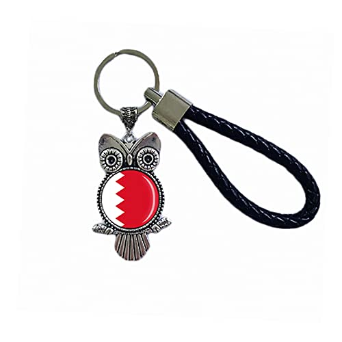 Porte-clés avec drapeau du Bahreïn - Cadeau souvenir - Porte-clés hibou - Pour homme et femme, Bahreïn, 18 CM (7.09')