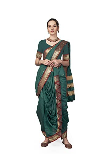 Aradhana Fashion Women's Engrossing Readymade Cotton Nauvari Sare...