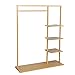 NEHARO Szafa na ubrania 4-poziomowa wolnostojąca metalowa szafa garment Rack z regałami szafa szafa-organizery do przechowywania butów regałowych Rack (kolor: złoty, rozmiar: 120 x 40 x 155 cm)