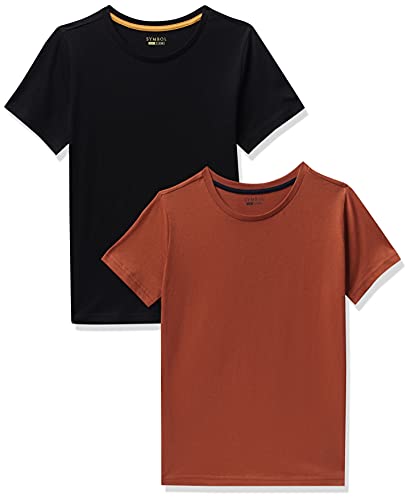 Image of Amazon Brand - Symbol Boys 100% Cotton Solid Half Sleeves T-Shirt | Regular Fit | Age 2-14 Years (Pack of 2)