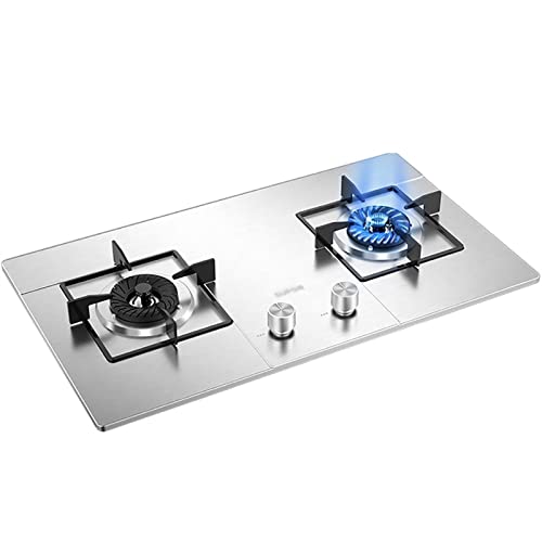 IFGSEQQQ Placa de gas profesional de 4,2 KW, placa de gas integrada de 72 cm, 2 quemadores, accesorios de cocina para el hogar con soporte cuadrado de hierro fundido y dispositivo de protección contra