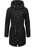 Ragwear Damen langer Mantel warme Winterjacke mit Kapuze YM-Canny Black22 Gr. M