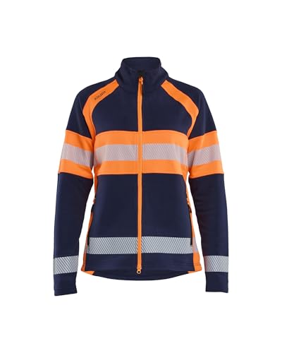 Veste de travail micropolaire anti-froid et haute-visibilité femme marine