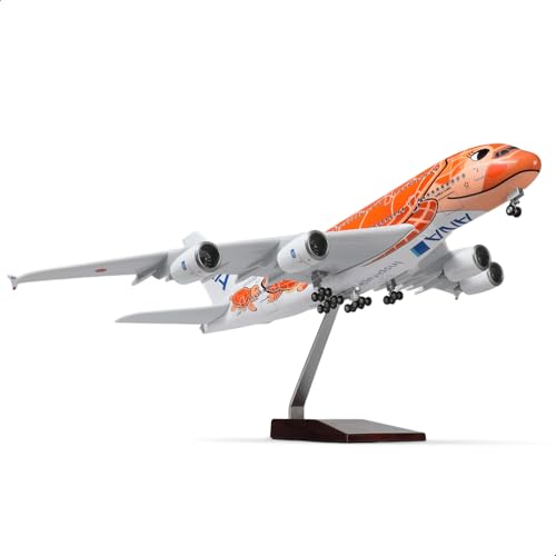 Modelo de avión A380 ANA Orange Turtle escala 1/160 coleccionable de 47 cm con soporte
