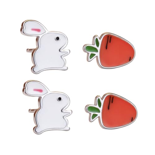 Boucles d'oreilles asymétriques lapin carotte au design créatif et unique