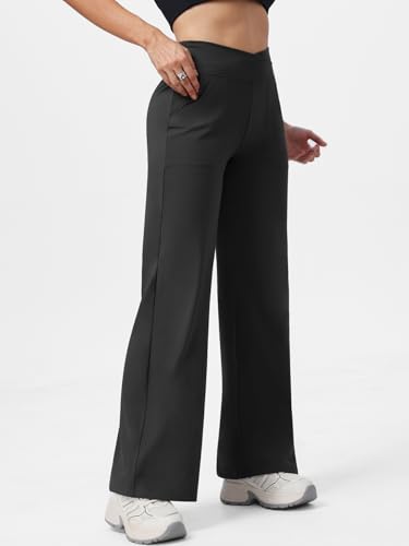Wide Leg Pants for Women Loose Yoga Pants with Pockets Petite/Regular/Tall Stretch Casual Lounge Pants3