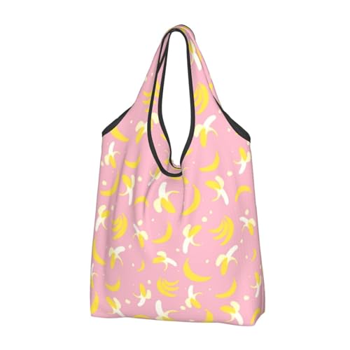 Sacs d'épicerie réutilisables robustes avec poignées confortables, motif banane, 3PCS