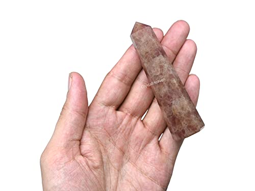 Image of Crystal Heaven Certified Strawberry Quartz Crystal Tower Obelisk Point For Chakra, Healing & Balancing - AAA Grade Original Certified Gemstone Agate For Reiki Meditation Yoga Spiritual (3-4 Inches)