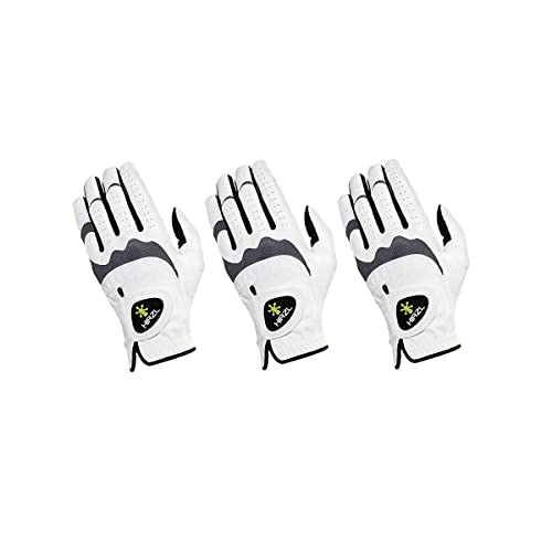 HIRZL Trust Hybrid – Men’s All Weather Golf Glove | Kangaroo Leather | Grip - Ergonomic Fit, |Cadet Medium, Worn on Left Hand - (Pack of 3)