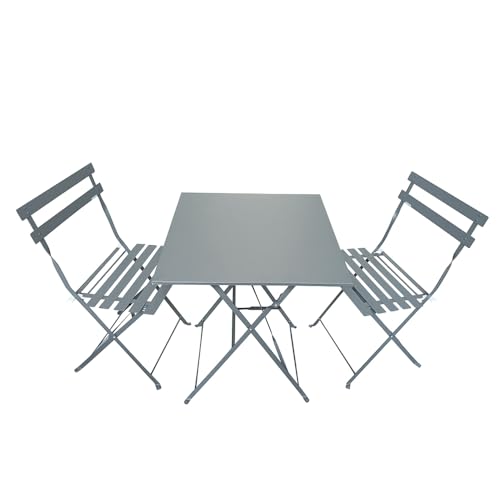 Ensemble de Jardin Pliable Madalena - Table de bistrot carrée et 2 chaises pour Balcon ou terrasse...
