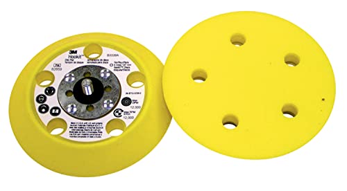 3M Hookit 82659 Medium Yellow Disc Pad - 5 in DIA - 3/4 in Thick - External Thread Attachment [PRICE is per PAD]
