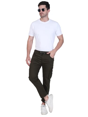Image of Men's Cargo Pants with Pockets, Cotton Joggers, 6 Pocket Casual Trousers, Track Pants for Office and Parties, Comfortable