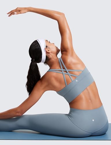 Image of CRZ YOGA Naked Feeling Longline Sports Bras | Medium Support, Removable Pads, Yoga, Sleek, Strappy Back, Scoop Neck, for Women