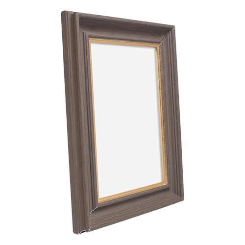 Image of GOLDEN PEACOCK Set of 2 5x7 Inch Photo Frames - Antique Taupe with Gold Border | Elegant Tabletop & Wall Hanging Picture Frames for Home Decor, Living Room & Gifting
