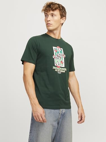 JACK&JONES Herren JJXMAS Christmas Skull Tee SS Crew Neck T-Shirt, Scarab, S – Ansicht 2