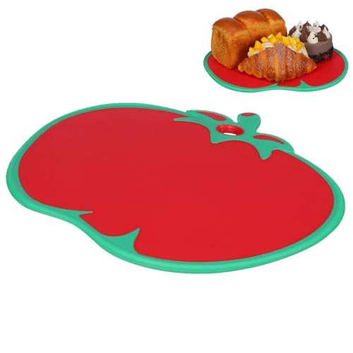 Tabla de cortar plástica roja en forma de tomate