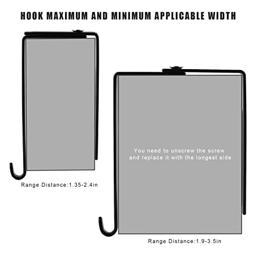 Aiex 4Pcs Adjustable Cubicle Hangers, Metal Cubicle Hooks For Hanging Over The Door Mirror Hooks Universal Partition Hanger Set, Fit Panels With 1 3/8" To 3 1/2" Thickness (Black) #TOP4