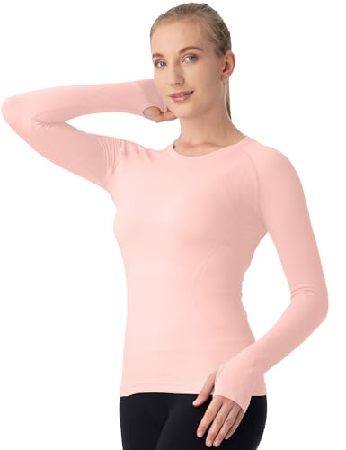Image of MathCat Seamless Workout Shirts for Women Long Sleeve Yoga Tops Sports Running Shirt Breathable Athletic Top Slim Fit XS-XL