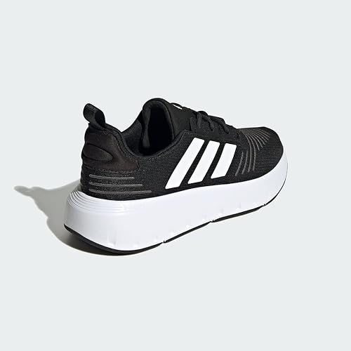 adidas Tênis unissex infantil Swift Run 23 Sportswear Junior LACE, Preto/Branco/Cinza, 3.5 Little Ki