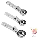 3 PCS Ice Cream Scoop with Trigger, Ice Cream Scoop in Large Medium Small Sizes, Icecream Scoop with Release, for Ice Cream Cookie Dough and Meatballs, Easy Release Mechanism