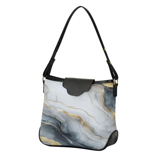 Sac à bandoulière pour femmes grand sac fourre-tout blanc motif marbre argenté amovible