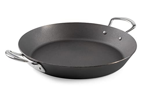 Samuel Groves Seasoned Carbon Steel Range Frying Pan, Balti Dish and BBQ Melting Pot, Indestructible Construction for Cooking Any Dish UK Made (12 Paella Pan)