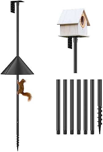 Flanagan 92 Inch Bird House Pole Mount Kit, Adjustable Heavy Duty Bird Feeder Pole for Outdoors, Bird Feeding Station with Squirrel Proof Baffle for Bird Watching (Bird House Not Included)