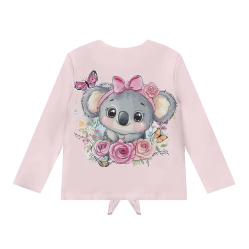 Xhuibop Girls Long Sleeve Graphic Tees Stylish Tie Knot Front Fall T-Shirts for Kids 5-12 Casual Top2
