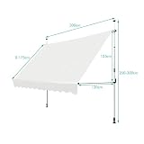 COSTWAY Markiza balkonowa o szerokości 300 cm, bez wiercenia, odporna na promieniowanie UV, z regulacją wysokości, wodoodporna, z korbą, przeciwsłoneczna, ochrona przed słońcem na balkon, beżowa