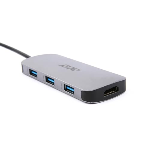 Acer Adattatore Multiporta USB TYPE-C 7 in 1, Dongle, Adattatore Universale da Viaggio, Porte 1 x HDMI, 3 x USB 3.2 Gen 2 type-C, 1 x SD/TF, 1 x PD, Argento - Hub USB - Immagine 2