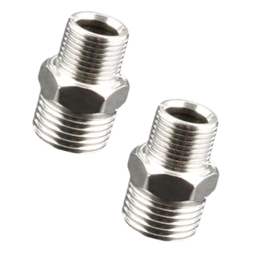 2 adaptadores de ducha, acero inoxidable BSP macho de 1/2 pulgada a conector macho BSP de 3/8 pulgadas, adaptador de manguera de ducha reductor para conversión de tuberías