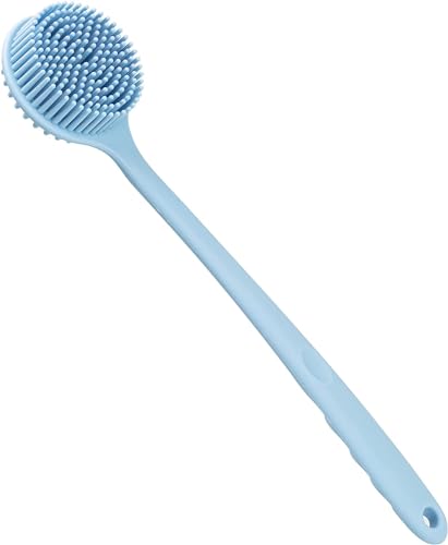Gabani fashion Bathing Brush Practical Back Cleaning Scrubber Back Rubbing Silicone Body Double Sided Long Handle Anti-slip Shower Bath Brush 100% BPA-Free, Hypoallergenic,... - Image 2