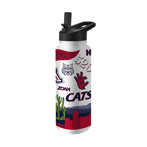 Image of Logo Brands NCAA Native 34 oz Quencher Water Bottle - | Local Icons Design | Double-Wall Insulated| Leak-Proof Lid & Built-In Straw