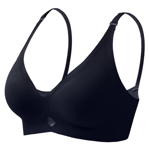 Ropa interior para embarazo, sujetador de copa completa para mujer, sin aros, con acolchado, sin costuras, transpirable, suave, conjunto de fitness para mujer, Negro , L