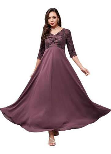 Image of Miss Chase Women's Round Neck Cap Sleeves Lace Knee -Long Skater Dress