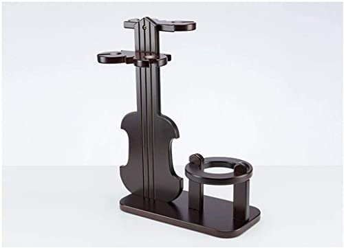Soporte para botella de vino de madera con porta copas miniatura 5