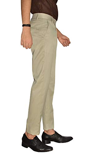 Image of KUNDAN Slim Fit Men Light Grey Polyester Viscose Blend Trousers