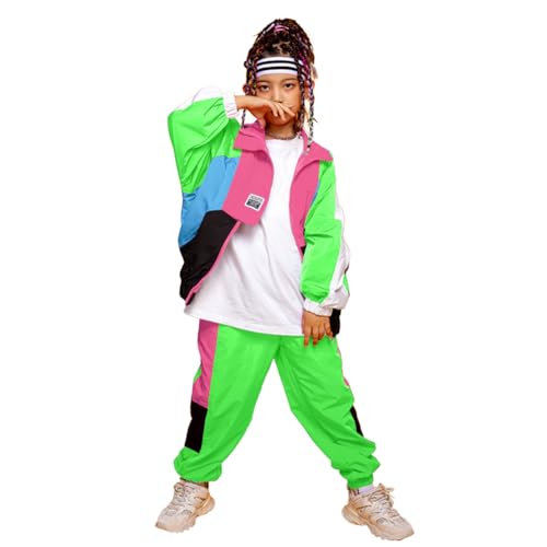 Image of LOLANTA Boys' Girls' Color Block Jacket Track Pants Sets Hip Hop Dance Patchwork Clothes Unisex Streetwear