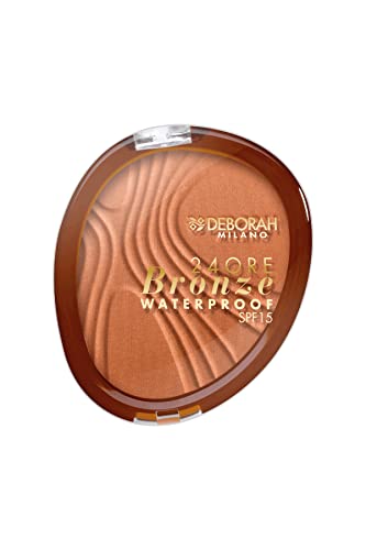 Deborah Milano - Terra Viso Compatta 24 Ore Bronze SPF 15, 01 Light Rose, Bronzer dalla Texture Waterproof e a Lunga Durata, Dona una Pelle Luminosa e Naturalmente Abbronzata, 12 gr