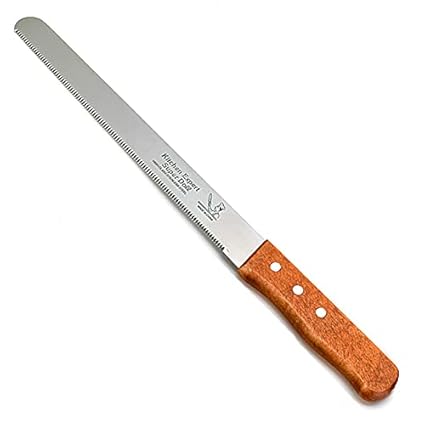Grizzly 1 pc 12 inch Steel Bread Knife Toast Slicing Knives Cake Slicer Baking Pastry Cutter with Wooden Handle (Design 2, 12 inch)