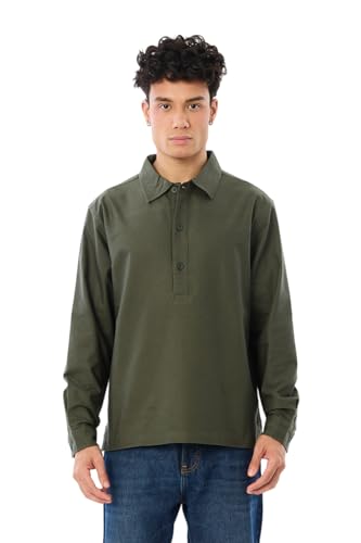 Image of SNITCH Men Casual Shirt | Slim Fit Full Sleeve Button-Down Collar Plain Design | Premium Cotton Blend & Stretchable Fabric for College & Everyday Wear