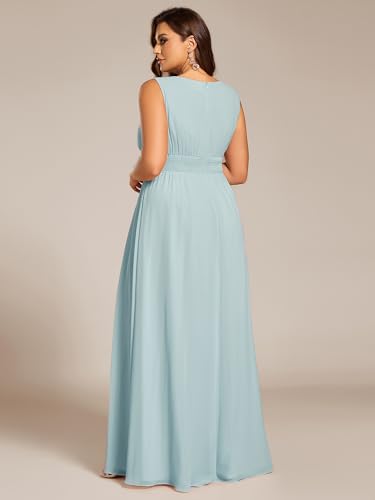 Image of Ever-Pretty Plus Women's Round Neck Sleeveless Empire Waist Maxi Plus Size Formal Gowns Bridesmaid Dresses