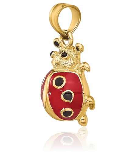 IceCarats 14K Solid Yellow Gold Red Ladybug Necklace Chain Pendant Charm3